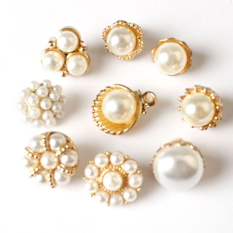 110颗高档小香风圆形百搭金属珍珠扣子衬衫衬衣毛衣开衫装饰衣服扣