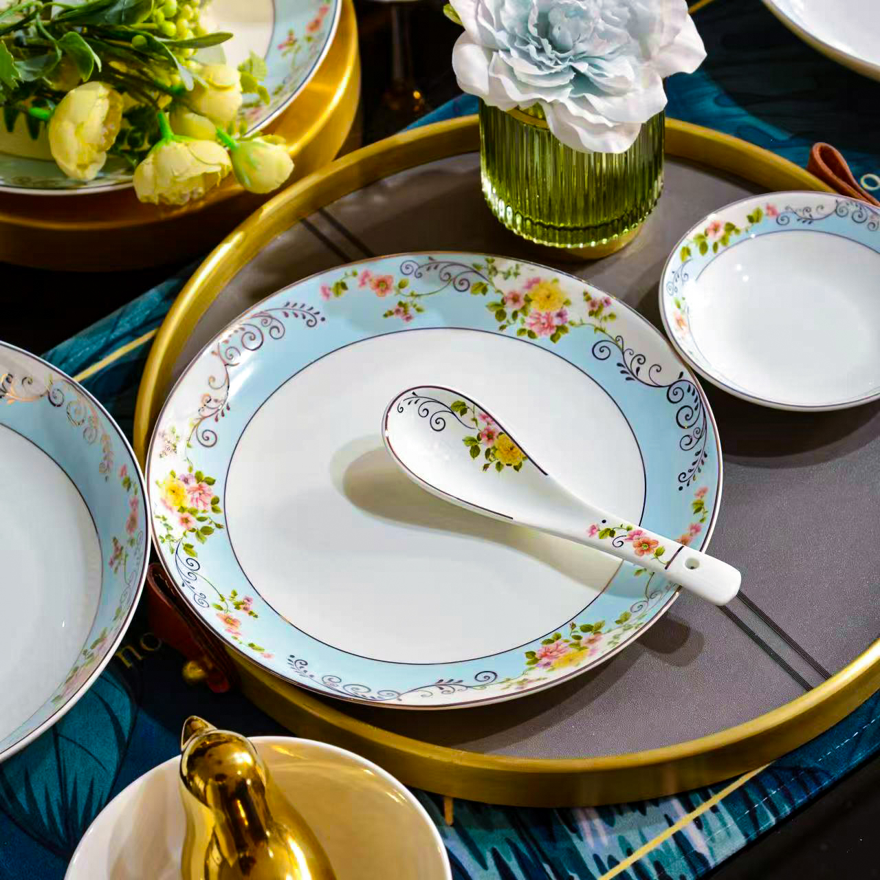 北国风光 欢沁骨瓷28头餐具 TS-0028 套高清大图