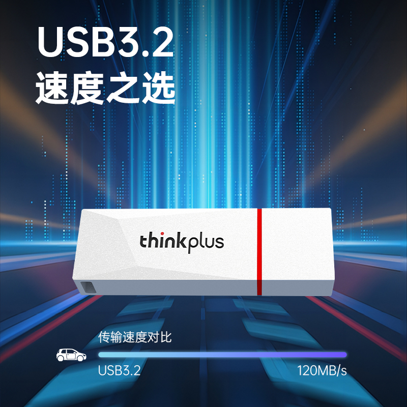 联想ThinkPlus USB3.2金属U盘 高速读写120MB/S大容量电脑U盘 TU180系列白色 256GB高清大图
