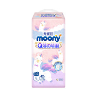 尤妮佳 moony Q薄萌羽小羊驼拉拉裤L42片(9-14kg)婴儿学步成长训练裤尿不湿