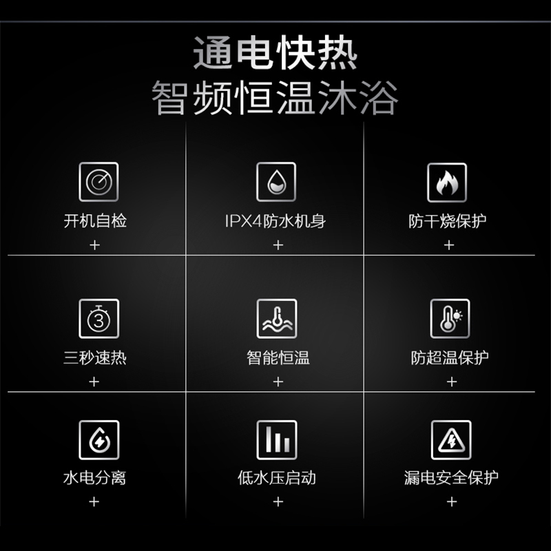 志高即热式电热水器家用淋浴小型快速热洗澡机免储水壁挂式卫生间 金色