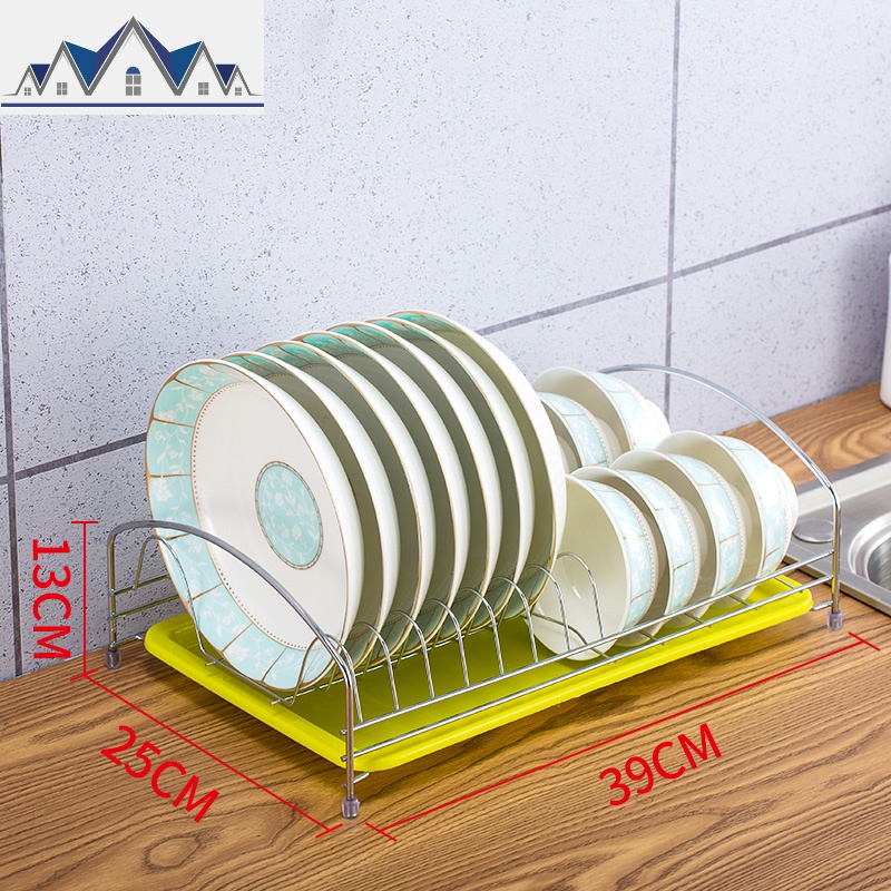 厨房沥水碗碟架碗架单层碗柜放碗架子简易橱柜多功能置物架收纳架_786_991 单层绿盘