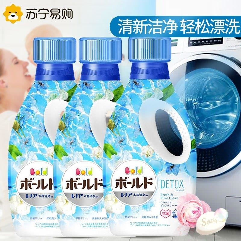 日本宝洁花香洗衣液3瓶家庭装含柔顺剂不含荧光剂强力去污留香原装进口高清大图