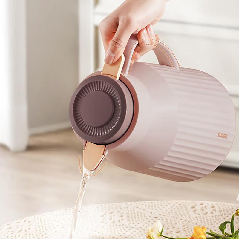 苏泊尔百褶玻璃红胆保温壶.奶咖 KCG145AF50