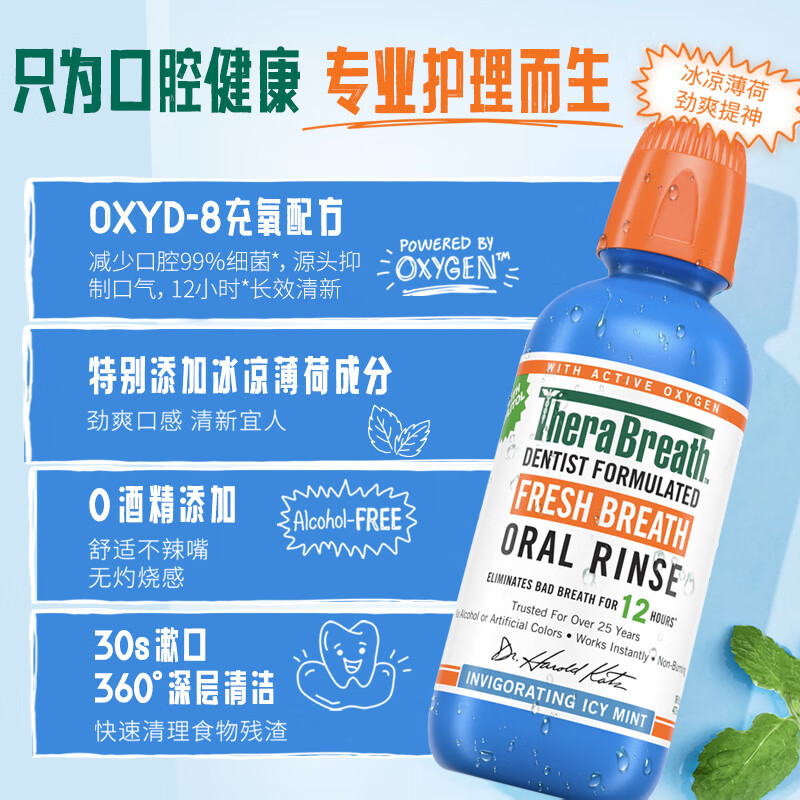 TheraBreath凯斯博士漱口水(冰凉薄荷)473ml高清大图
