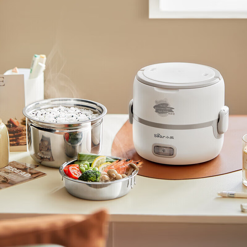小熊电饭盒DFH-B14S3插电可加热不锈钢内胆 1.2L 白色