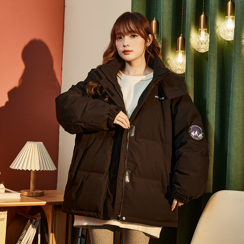 唐狮羽绒服女冬季新款连帽一手长黑色羽绒服保暖潮流厚外套