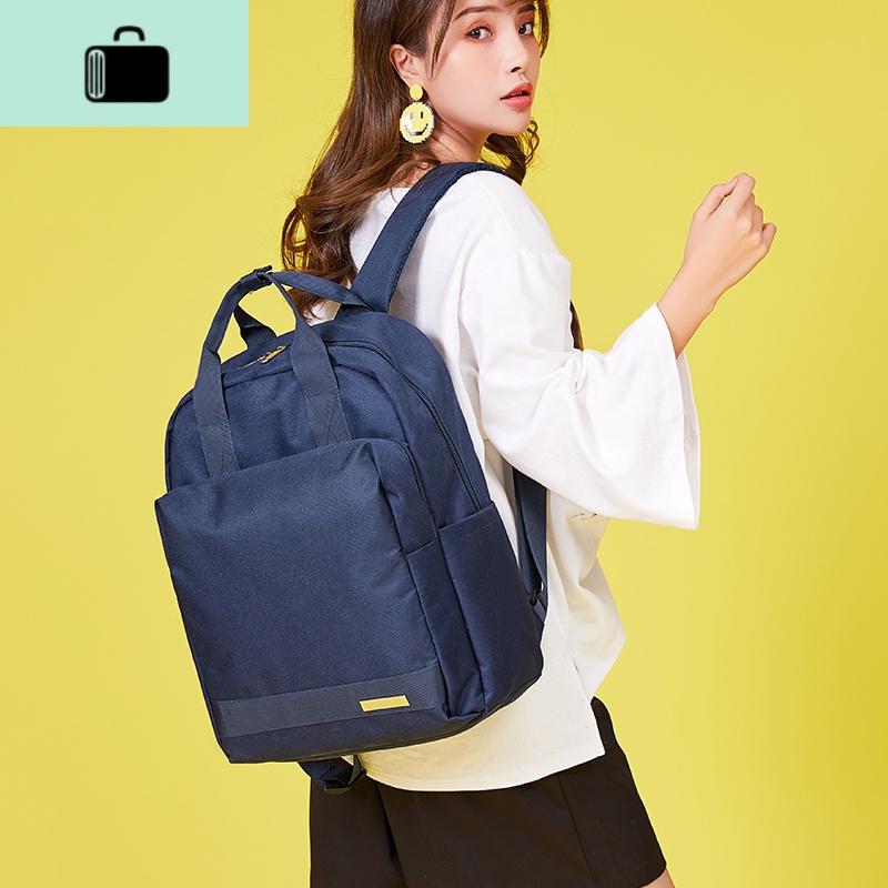 书包女大学生初中生15.6寸14寸百搭旅行李时尚双肩大容量电脑背包NEWLAKE 深蓝小号可装14寸电脑