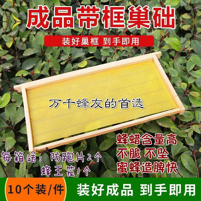 蜂巢框中蜂成品巢框 巢脾 意蜂带框巢础杉木巢框蜂箱专用养蜂工具 中蜂成品巢框(5个装)