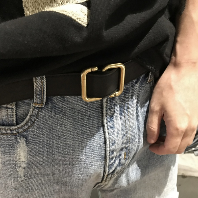 青年新款气质复古铜扣金属腰带韩版男生帅气潮流皮带百搭情侣腰带