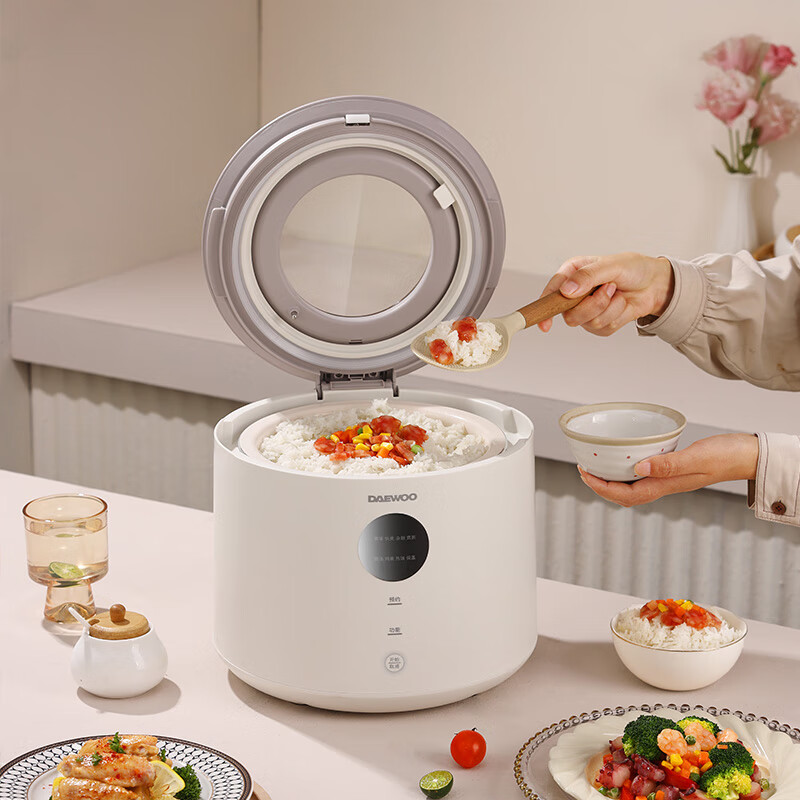 大宇(DAEWOO)电饭煲 家用4L智能预约多功能可视天窗电饭锅DYFB-409F 流苏白(彩邮)!