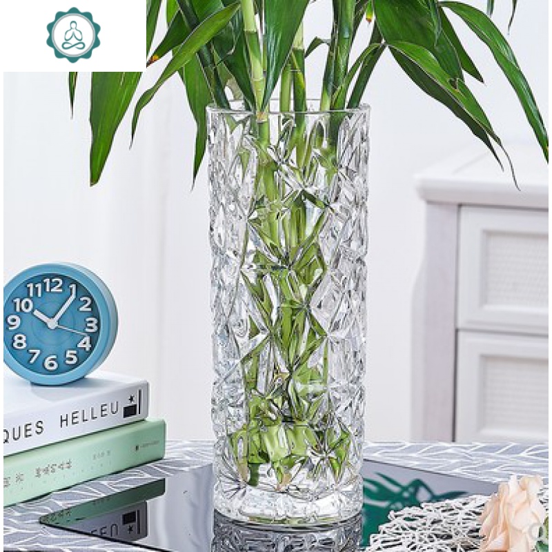 北欧简约时尚加厚水晶玻璃花瓶创意富贵竹餐桌插花花瓶花器封后藤编cm图片 高清实拍大图 苏宁易购