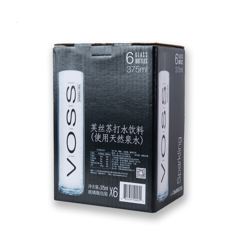 VOSS 芙丝苏打水饮料(含气) SP 375ml*6 玻璃瓶 挪威进口饮用水