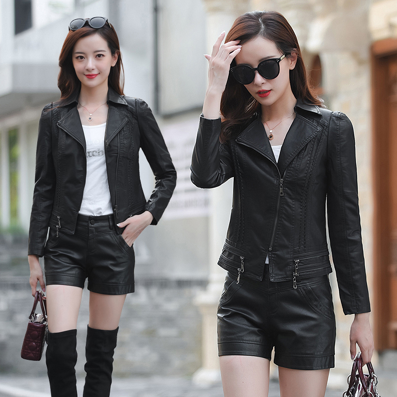 【免费试穿，退换无忧】海宁真皮皮衣女中长款外套女2018秋冬新款欧美收腰显瘦大码皮风衣品牌 912黑色 L