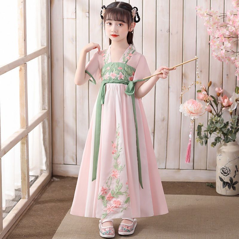 汉服女童超仙夏仙女裙中国风小学生仙女裙古风裙子古装衣服女儿童 天