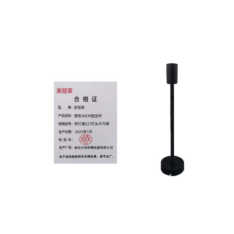 ZHEGUANRONG/浙冠荣 黑色30CM固定杆 带灯座E27灯头不可调 个高清大图