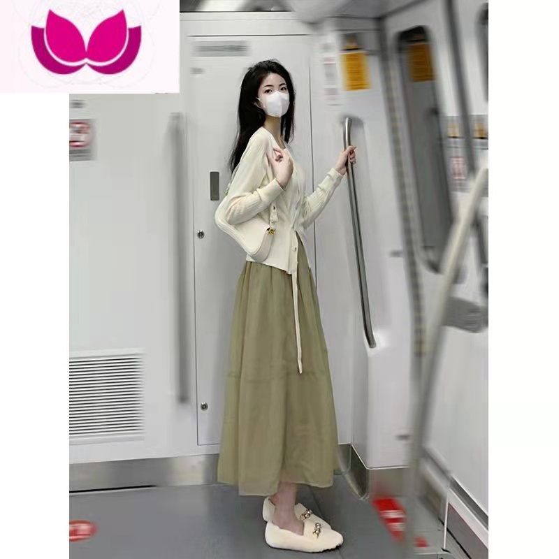 七斓早春装2023新款穿搭大码微胖mm显瘦遮肉法式连衣裙子小香风套装女高清大图