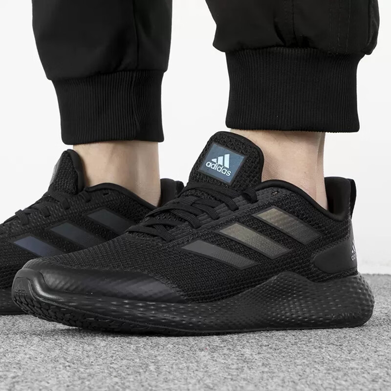 阿迪达斯adidas男鞋防滑耐磨运动鞋缓震透气黑武士低帮跑步鞋子if0585