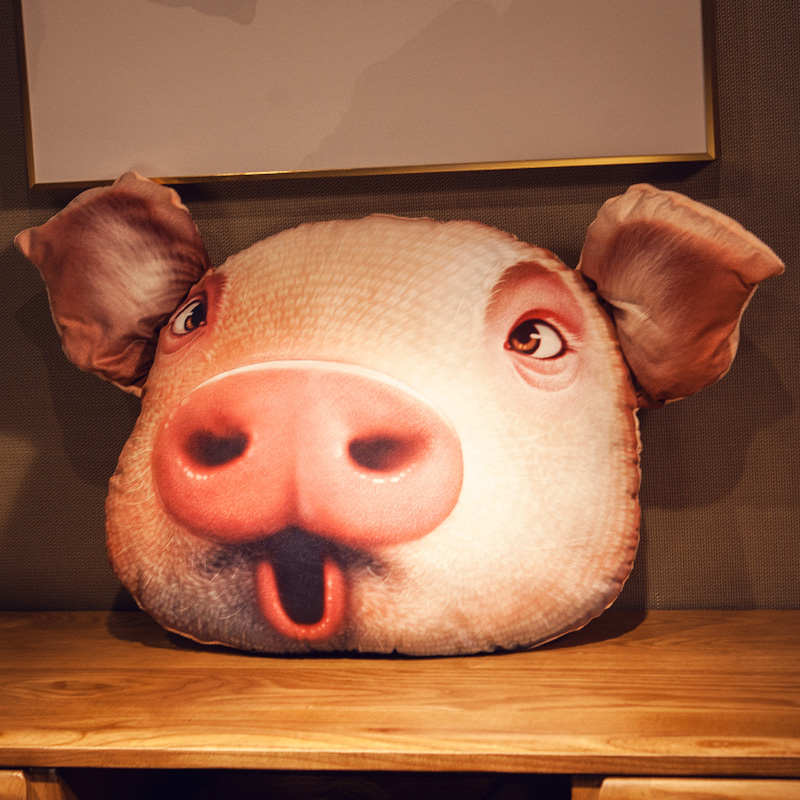 敬平创意3d仿真猪头 抱枕靠枕床头靠垫汽车枕头搞怪男生可爱 wow 小号
