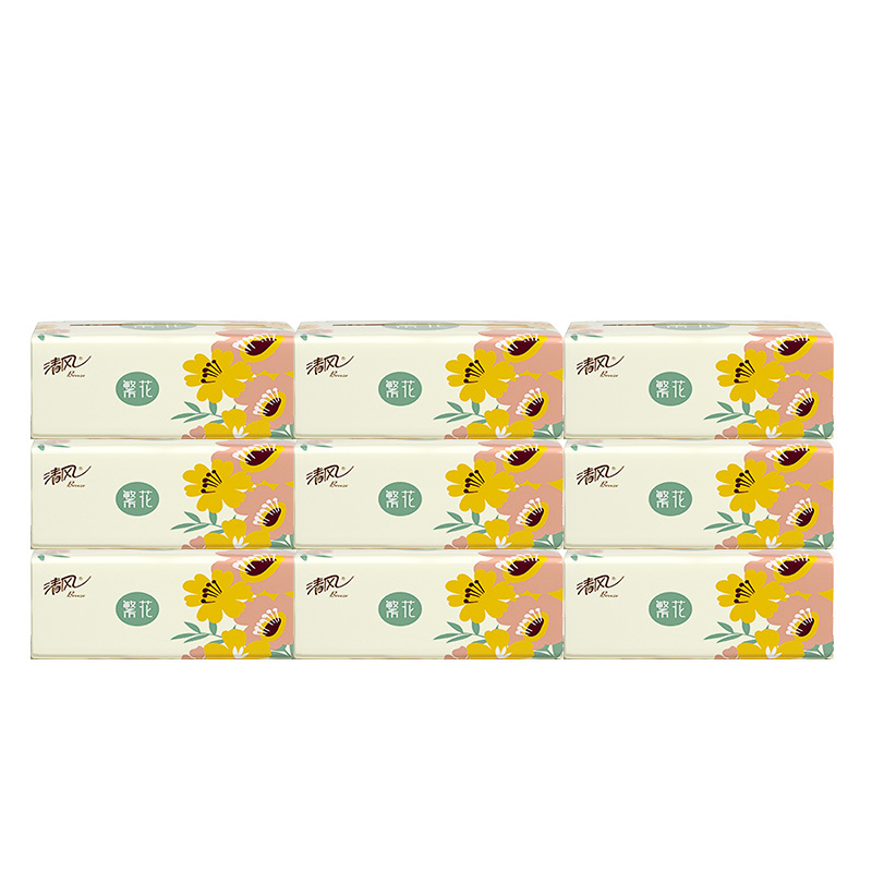 清风繁花系列2层150抽9包装软抽纸 AR36TMSX3 原木纸浆 亲肤柔韧 原木抽纸!