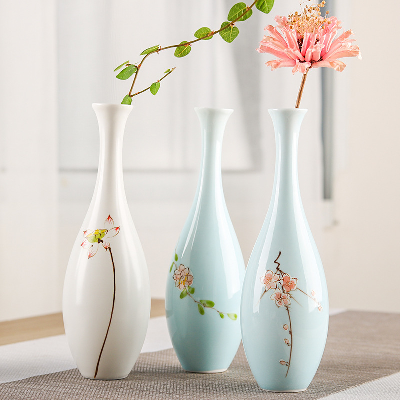 净瓶观音净水瓶供佛佛前莲花摆件中式禅意迷你景德镇家居陶瓷饰品