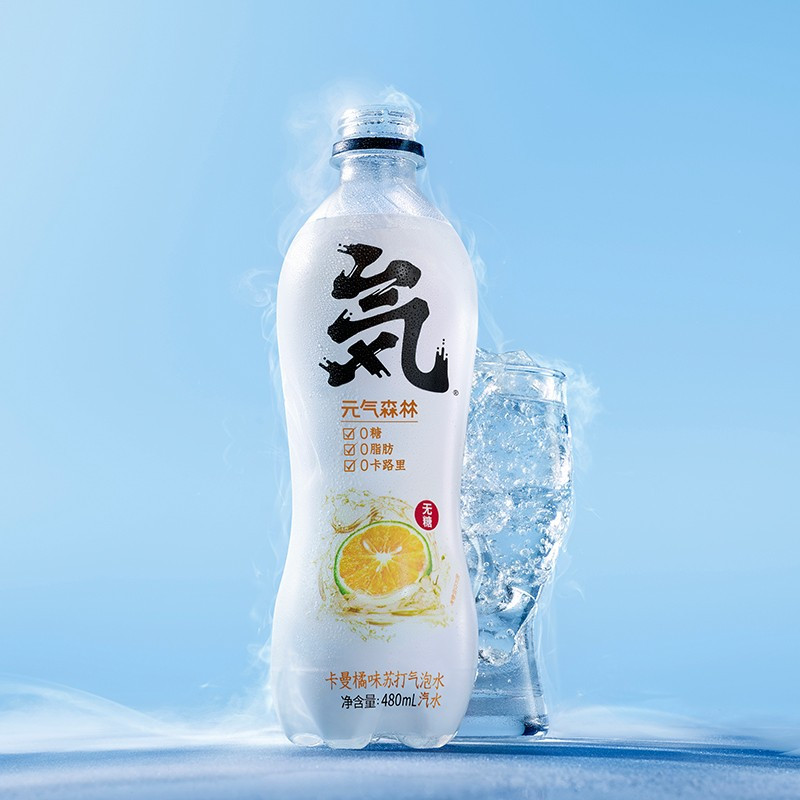 元気森林 元气苏打水气泡水无糖卡曼橘味饮料饮用水480ml*4瓶