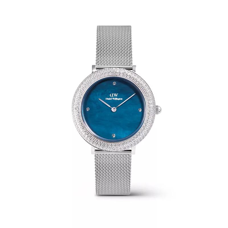 丹尼尔惠灵顿(Daniel Wellington)女款机械表蓝色母贝表盘闪耀水晶边框奢华时尚手表高清大图