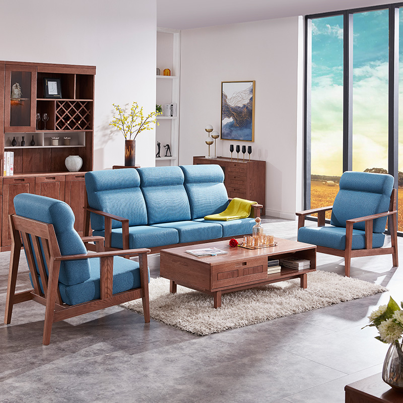 光明家具实木沙发简约轻奢沙发客厅家用红橡木沙发组合8283803参数