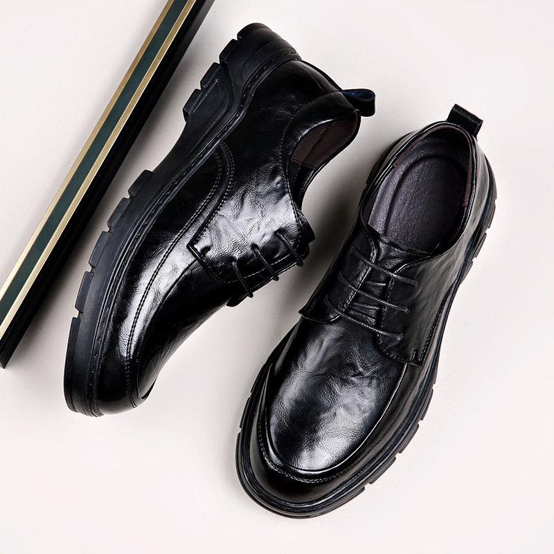 男士休闲皮鞋2024年新款百搭潮流时尚高档真皮商务工作鞋豆豆鞋男
