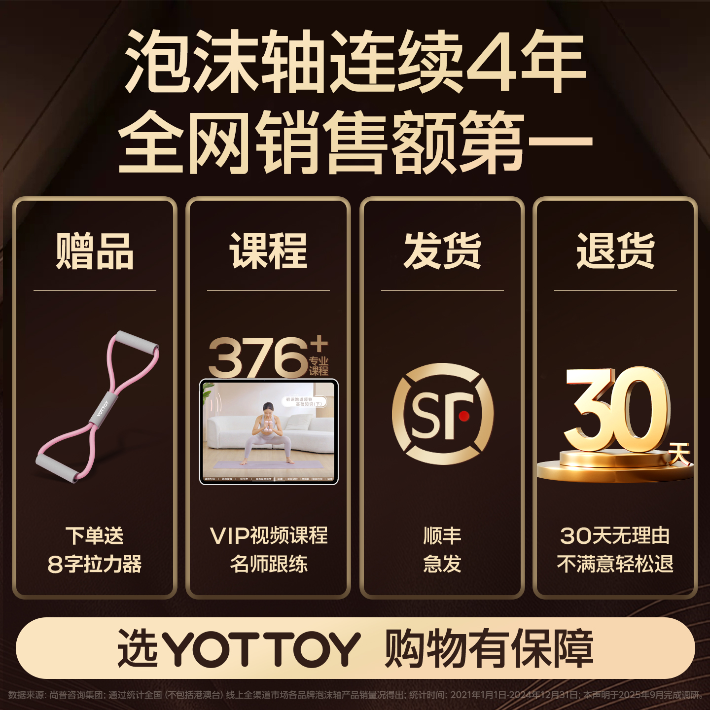 YOTTOY支架泡沫轴滚轴固定狼牙棒专业瑜伽柱按摩滚轮健身瘦腿神器高清大图