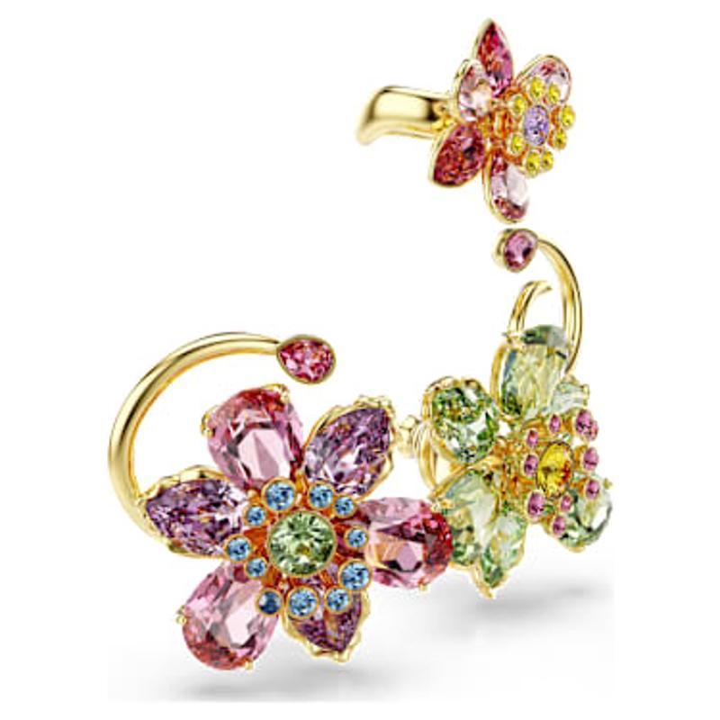 施华洛世奇(SWAROVSKI)耳饰三件套多彩水晶金 tone 镶嵌花朵耳钉
