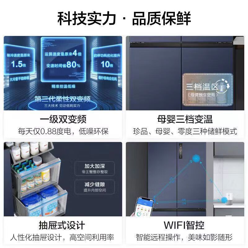 [补贴20%]Haier海尔冰箱 十字对开门冰箱511升超薄一级变频大容量母婴EPP超净除菌阻氧干湿分储宽幅变温物联冰箱高清大图