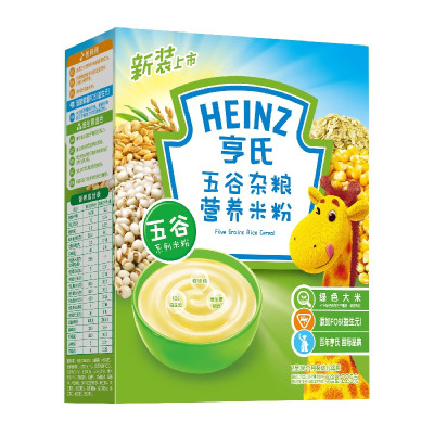 Heinz/亨氏五谷杂粮营养米粉225g 适用辅食添加初期以上至36个月 宝宝辅食婴儿米粉米糊3段米粉