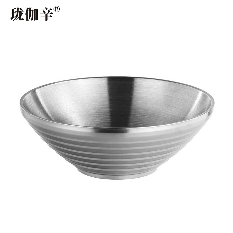 珑伽辛 304不锈钢大碗 双层隔热面碗 18cm/个 18cm