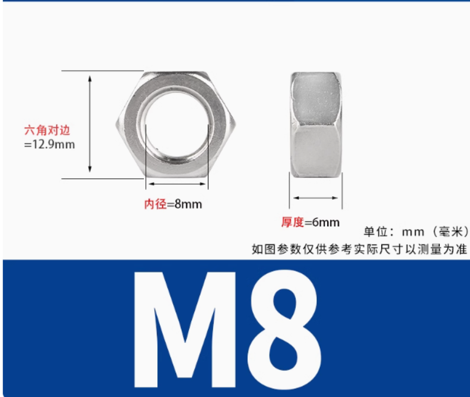 固万基防松自锁螺母M8 304不锈钢