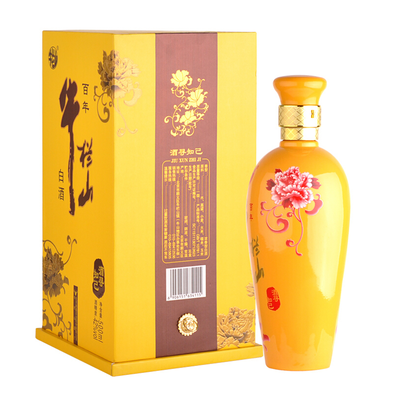 牛栏山百年二锅头白酒 酒寻知己 金花 42度500ml 整箱6瓶装
