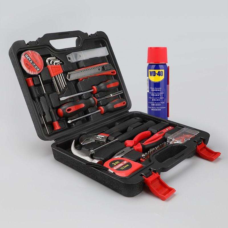 赛拓(SANTO)38件多功能家用工具箱套装 五金工具家用维修工具套装含WD-40除湿防锈 [0355]轻便型工具箱包