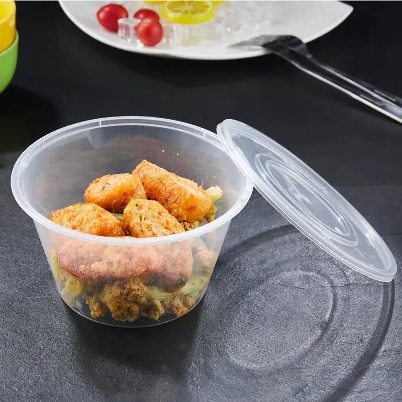 一次性餐盒打包盒方圆形带盖加厚外卖快餐饭盒透明一次性碗批发透明