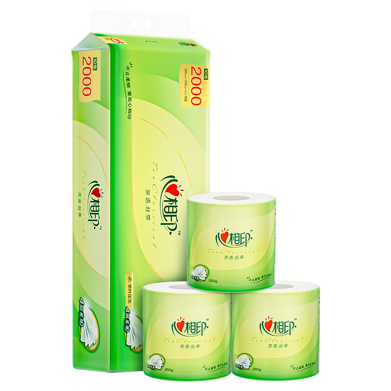 心相印 茶语丝享4层茶叶压花卷筒卫生纸 200g/卷 10卷/提 一提装 BT2610