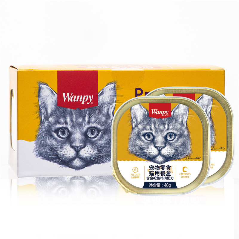 顽皮Wanpy宠物零食猫用餐盒含鸡肉+金枪鱼配方40g*6盒