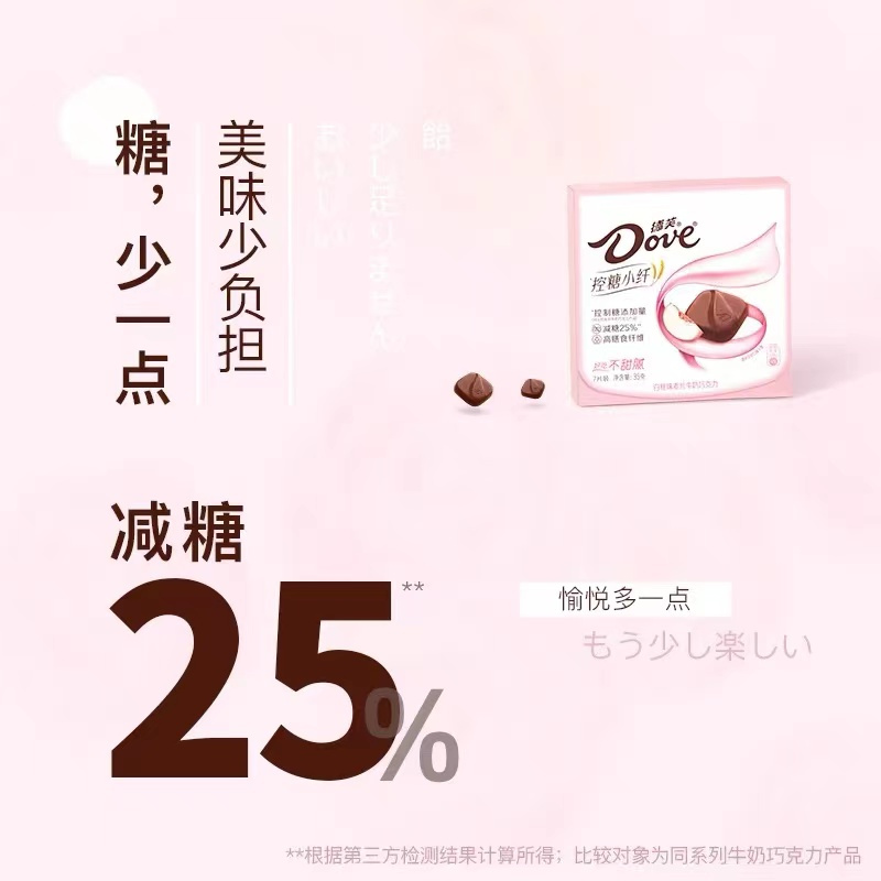 德芙(DOVE)0糖控糖巧克力35g*4零糖黑巧克力白桃燕麦芒果原味