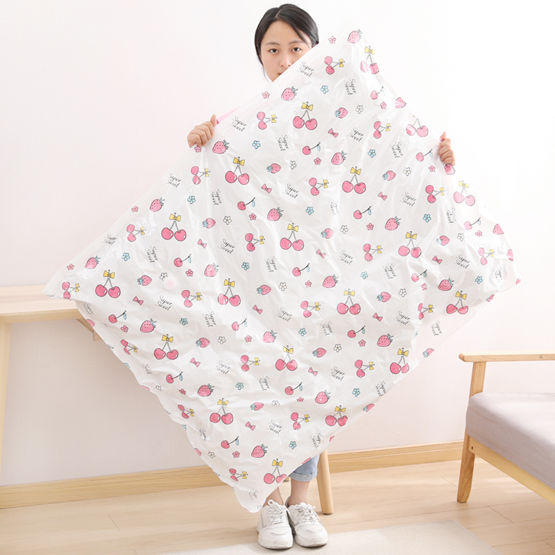 抽气真空压缩袋中号羽绒服真空袋小号被子衣服袋子家用衣物收纳袋收纳袋三维工匠 花色中号(90*70cm)