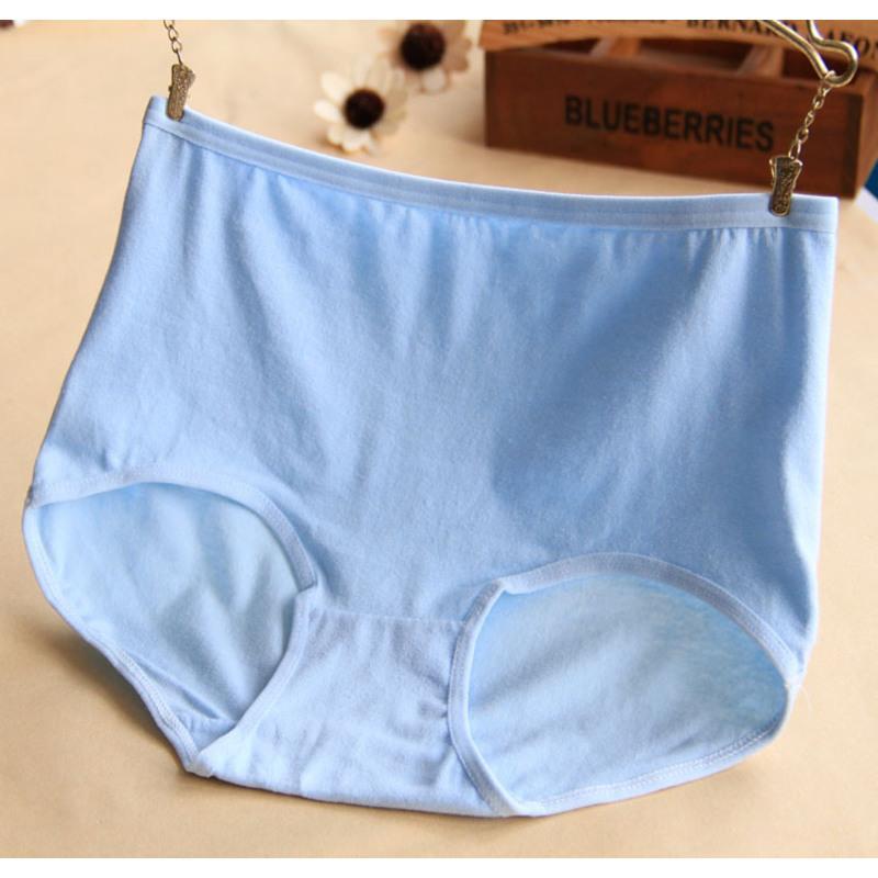 纯白色女内裤高腰纯棉包臀不夹档纯色简约全棉女式女士三角裤蓝色均码