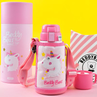 抖音网红3D浮雕米奇款杯具熊BEDDYBEAR儿童保温杯带吸管儿童水杯316不锈钢宝宝儿童保温壶600m