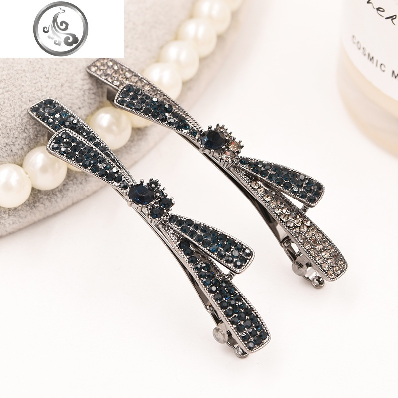 日韩蝴蝶结发夹简约韩国头饰镶钻成人弹簧夹顶夹一字夹刘海发卡jimi