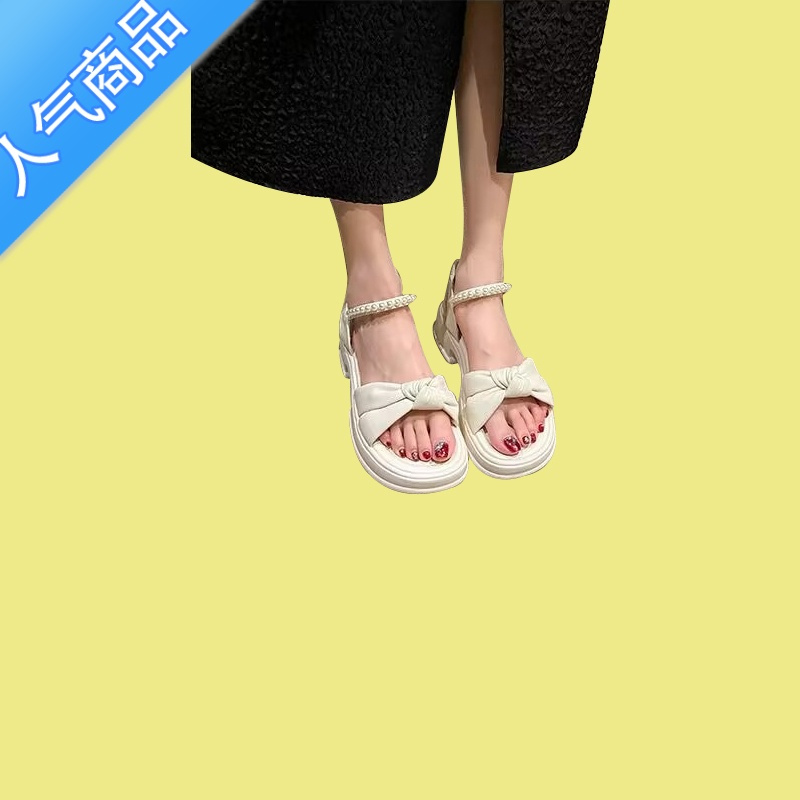 SUNTEK女士凉鞋2023夏季新款平底防滑软底外穿百搭休闲时尚一字扣带女鞋