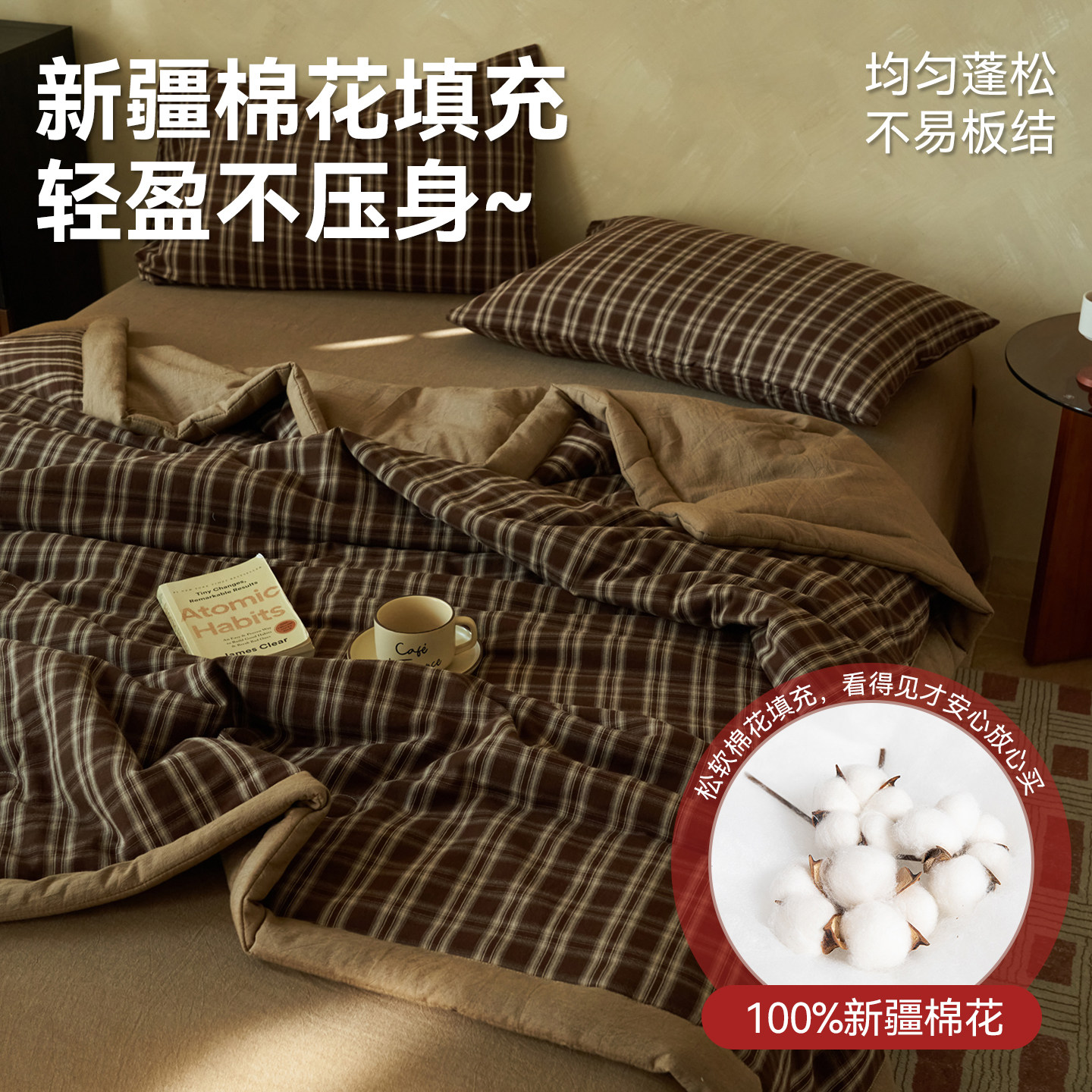 星月居全棉夏被空调被夏凉被四件套可机洗棉花被芯纯棉夏季被子高清大图