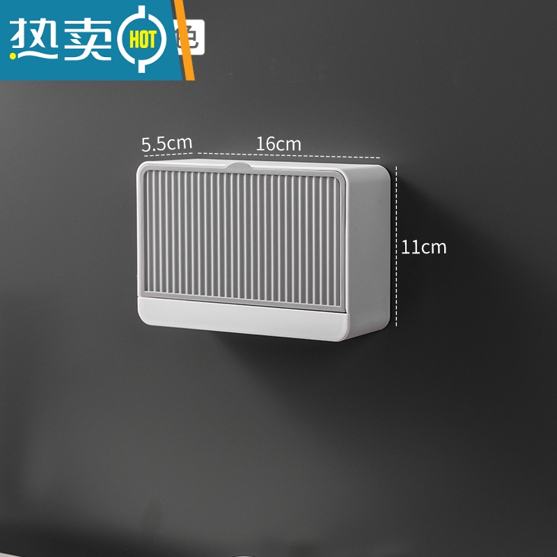 敬平创意壁挂式肥皂盒双层大号洗衣皂盒沥水香皂盒卫生间肥皂盒架 升级版带盖加大号深灰色