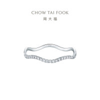 周大福 RINGISM系列 精美波浪18K金钻石戒指 U186472求婚戒指
