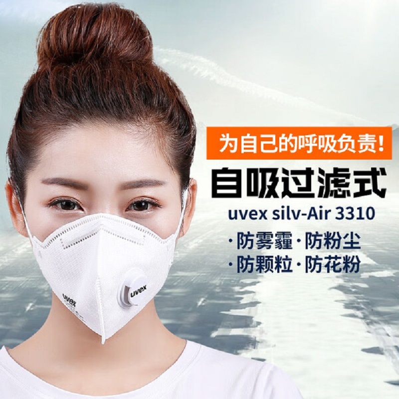 UVEX优唯斯3310带阀FFP3折叠式防尘口罩头戴式防护口罩高清大图